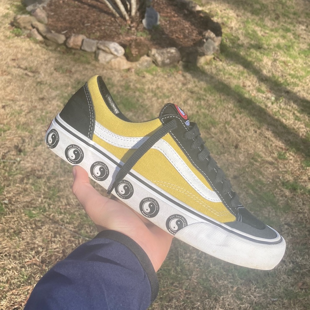 Vans T&C Surf Design Style 36 Black, Yellow & White Skate Shoes Size 9 Mens